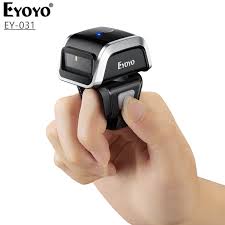 Eyoyo Bluetooth 2D Ring Barcode Scanner Mini Wearable Finger QR Code Scanner Left & Right-Handed Use Fixed Scanner Head