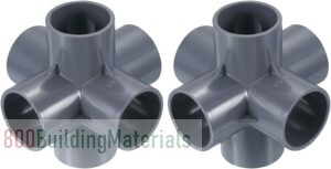 6 Way Elbow Pipe Fittings UPVC, 2 Pack Joint Coupling Pipe Adapter for Pipe Connection, Gray