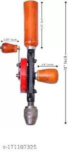 Mechanical hand drill machine for home use ¼ inch keyless drill chuck for Wood, Aluminum and Plastic drilling.