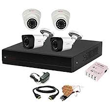 CP Plus 2.4MP 4 Pcs White & Black Outdoor Camera with 4 Channel DVR Kit, 4CHDVR-4B-28