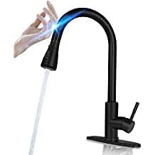 Stainless Steel Touch Kitchen Faucet with Pull Down Sprayer Excellent Kitchen Sinks Faucet with Touch Technology, Black