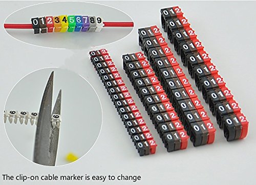 C-Type Marker Number Tag Label for 6-10mm Wire, Cable Markers in A Box for RJ45 Cat6 and Cat5E Cables, RG TV Cables