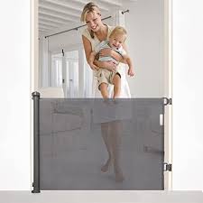 Occuwzz Retractable Baby Gate Roll and Latch Toddlers Gate Indoor/Outdoor (White 150cm x 86cm）
