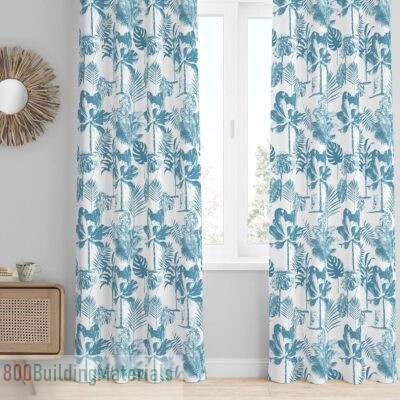 Tranquebar Curtain Co. Room Darkening 100% Cotton Curtains with Botanical Print