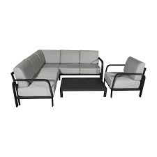 Swin Aluminum 5 Seater Sofa Set with Table- Skyblue & Black – H0-537-SFSF