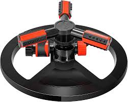 Hylan 360 Degree Rotating Lawn Sprinkler with Hose – Black & Orange- huiyang123