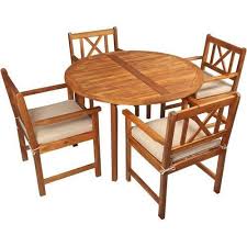Yatai Round Acacia Wood Chairs with Cushions Bistro Table Set- YT-297816