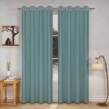 Black Kee Plain Design Curtain with Rings Set of 2