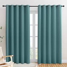 Black Kee Plain Design Curtain with Rings Set of 2