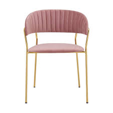 Lanny Comfortable Stainless Steel Frame Dining Chairs-Pink & Gold- LH290332