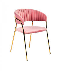 Lanny Comfortable Stainless Steel Frame Dining Chairs-Pink & Gold- LH290332