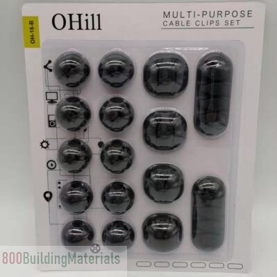OHill Cable Clips Black Adhesive Cord Holders-16 Pack-‎4330217943