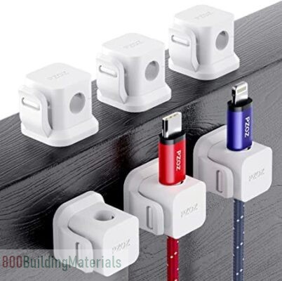 PZOZ Cord Organizer Adhesive Charger Cable Clips – 6 Pack