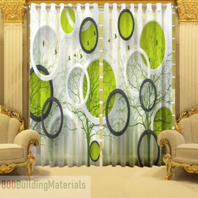 CVR Home Decore 3D Printed Beautifully Desgin Digital Printed Polyester Fabric Curtains-‎CVRDZ-A612