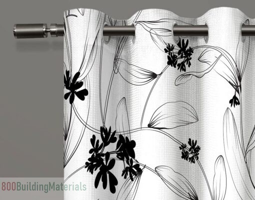 UrbenQueen White and Black Flower Design 3D Digital Printed Curtain – ‎LG-89