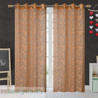 HOME UTSAV Transparent Sheer Circle Net Curtains – 5 Feet- Beige -‎ HU-HCIRCLENET