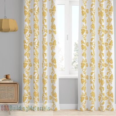 Tranquebar Curtain Co. 100% Cotton, Room Darkening Curtains- Phylo-Yellow