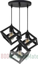 Etronik store 3 Cube Cluster Hanging Pendant Light- E27– Black- BX-BBS5-5P8I