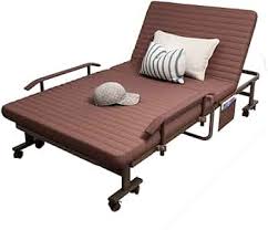 Nar Portable Single Rollaway Bed with Wheels & Adjustable Backrest- Coffee- ALS-400892