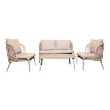 Al Mosada 4 Seater Aluminium Sofa Set with Table- White – ST08