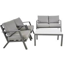 Al Mosada Metal Frame Fabric Sofa Set with Table 4 Seater- White & Gray-ALM-1109
