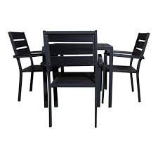 Al Mosada Wood with Aluminium Dining Table with 4 Chair- Dark Grey & Brown – B269