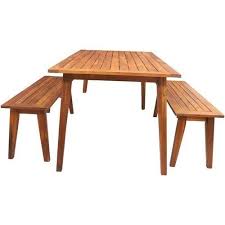 Yatai Outdoor Wooden Table & Bench Set- Brown- YT-297821