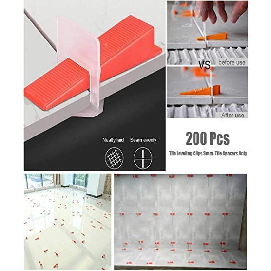 Tile Levelling System Spacers Clips- White – 200 Pcs- ZHT314634