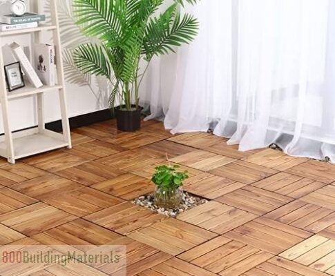 MinCHI257 Hardwood Interlocking Patio Deck – Wood Flooring Tiles-36 Pack
