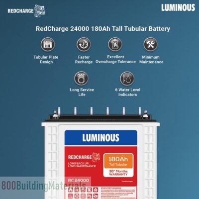 Luminous RC 24000 180 Ah Tall Tubular Battery & Inverter Combo Zelio+1100_RC24000_Trolley