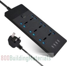 SKY-TOUCH Power Strips Extension Cord 6 Outlets, Universal Plug Adapter with 4 USB Ports Surge Protector