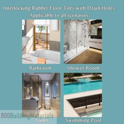 Goodern 12PCS Interlocking Rubber Floor Tiles with Drain Holes