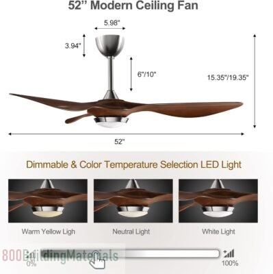 REIGA Ceiling Fan with LED Light Kit Remote Control