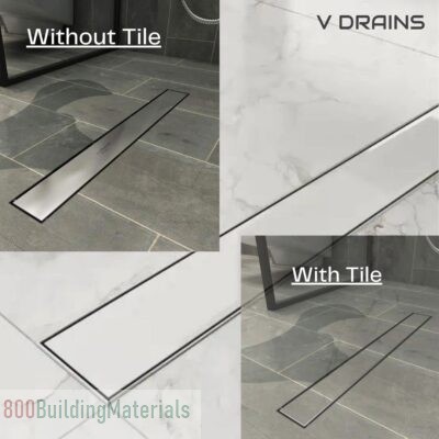 V DRAINS Tile Marble Insert Floor Shower Drain Channel 300×100 mm-VTI-08
