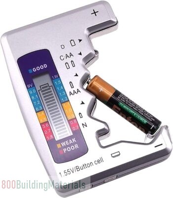 DELFINO Digital Battery Tester, Universal Battery Checker C AA AAA D N 9V 1.5V ButtonCell