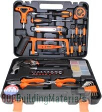 Gluckluz Household Tool Kits 82 Pcs Home Repair Maintaining DIY Hand Toolbox Portable Carbon Steel Hardware