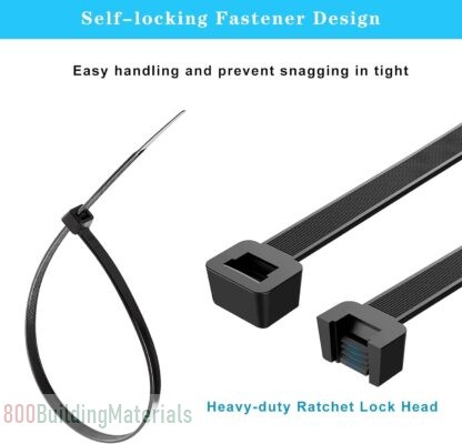 YEESON Black Nylon Zip Cable Ties Self-Locking CL26-Ties-F – 500 pcs