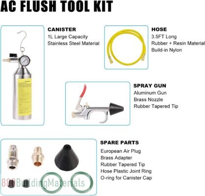 JIFETOR AC Flush Kit Air Fittings and Hose ‎JT015S1