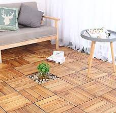 MinCHI257 Hardwood Interlocking Patio Deck – Wood Flooring Tiles-36 Pack