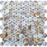 MOSCYCLE Round Design Natural Pearl Mosaic- Gold & White- MBS693601