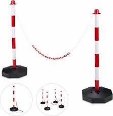 RELAXDAYS Chain Barriers-6 Parking – Red & White-ZHE-363297