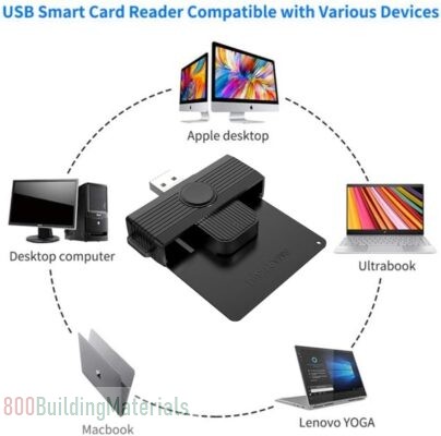MAKINGTEC USB Smart Card Reader, Portable CAC Smart Card Reader, Universal Access Card Adapter WK7160