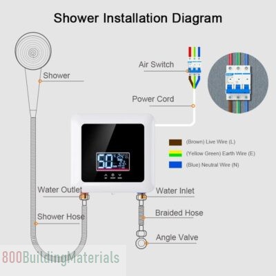 Alisa Electric water heater, Instant Water Heater 7500W Electric Tankless MOLCH-1222-605