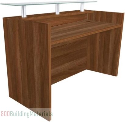 Mahmayi Stylish Modern Reception Desk with Wooden Top R06-160_TobaccoAida