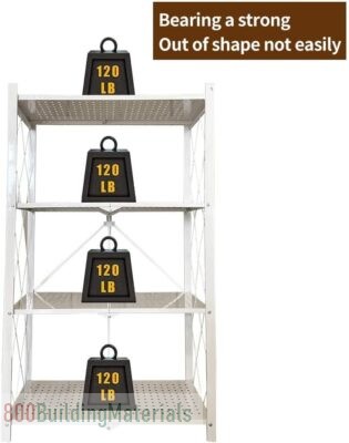 N/P 4-Tier Foldable Storage Shelves with Caster Wheels – White 00021