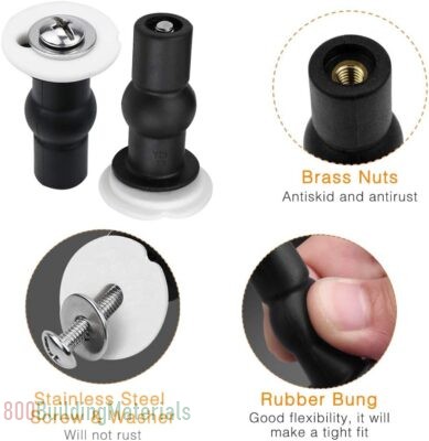 SelfTek Hinge Bolt Screws Toilet Seat Fixings Fix Expanding Rubber Top Nuts Screws Mount Seat Hardware – 4 Pack