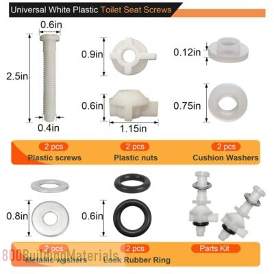 Toilet Seat Hinges Bolts and Nuts for Top Mount Toilet lid Fastener Parts Kit