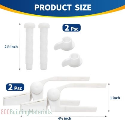 Aoheke Plastic Bolts Kit Fits Most plastic toilet seat covers (white pair)