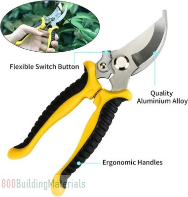 DELFINO Garden tool set Including Transplanting Spade Trowel Cultivator Pruner Gardening Glove ‎ADS-3963