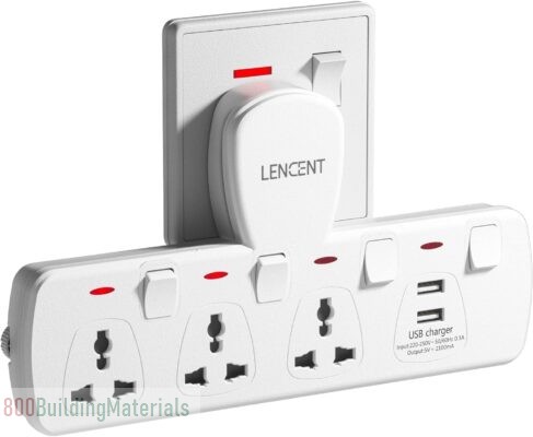 LENCENT Multi Plug Extension Socket with USB QC6104BU